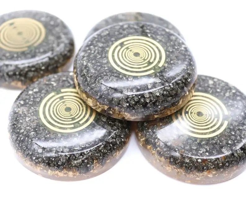 
 Пиритовый ОРГОН энергия чакра гармонизирующий диск Lakhovsky MWO ОРГОН энергетический аккумулятор оргонитовый кристалл и агат  