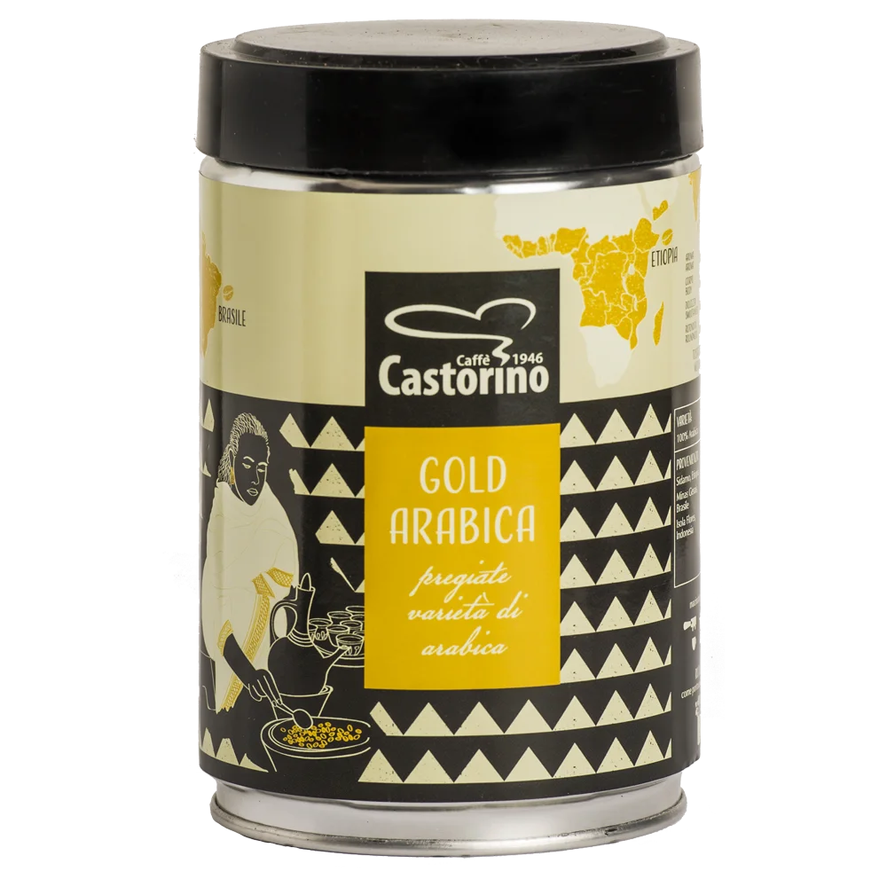 Top Class italian GROUND COFFEE Gold Arabica Caffe Castorino 250 gr for home / HO.RE.CA. Medium Roast