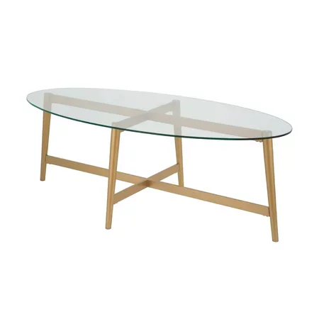 Oval Glass Top Coffee Table in Weathered Pewter Modern Design Metal Furniture Coffee Table for Living Room Latest Design 2024