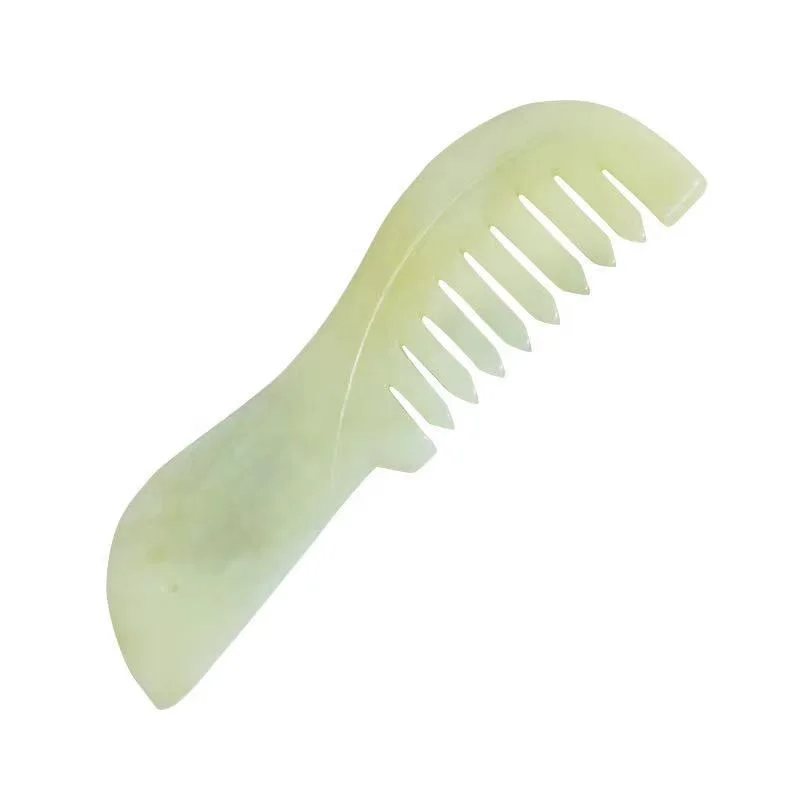 Wholesale natural jade lace comb large tooth edge hand comb healing massage hair combs
