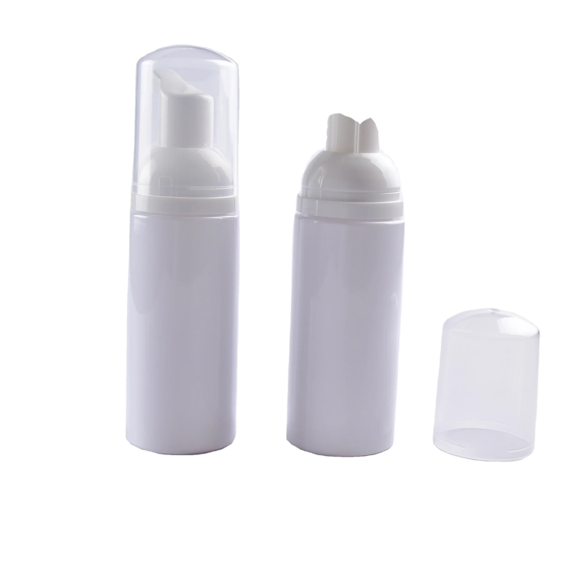 Wholesale low price cosmetic pet bottles skincare packaging 60ml white pet foam pump bottles 100g