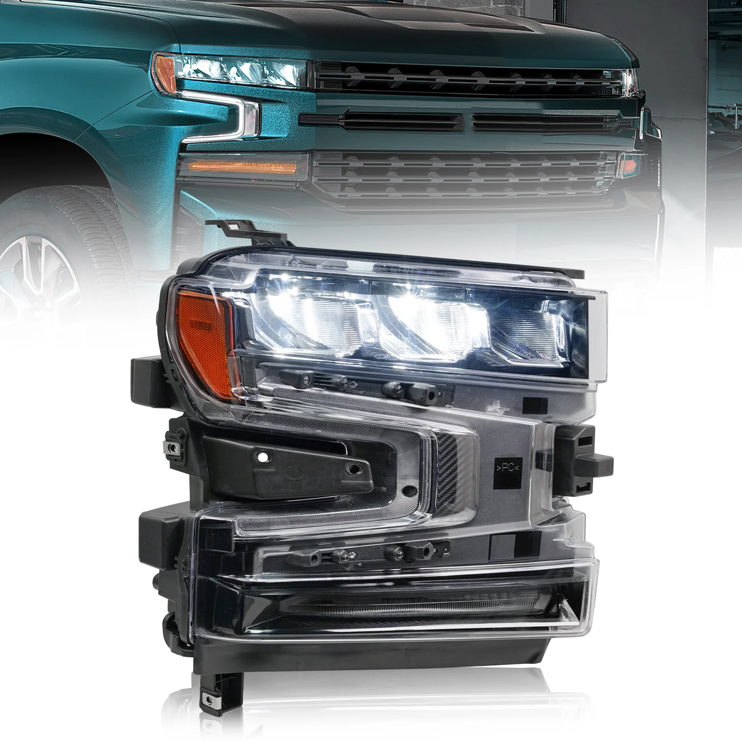 Archaic Led DRL Headlight Assembly For Chevrolet Silverado 1500 Pickup LT/LT Trail Boss LTZ 1500 2019-2021 Head Lamp Right side