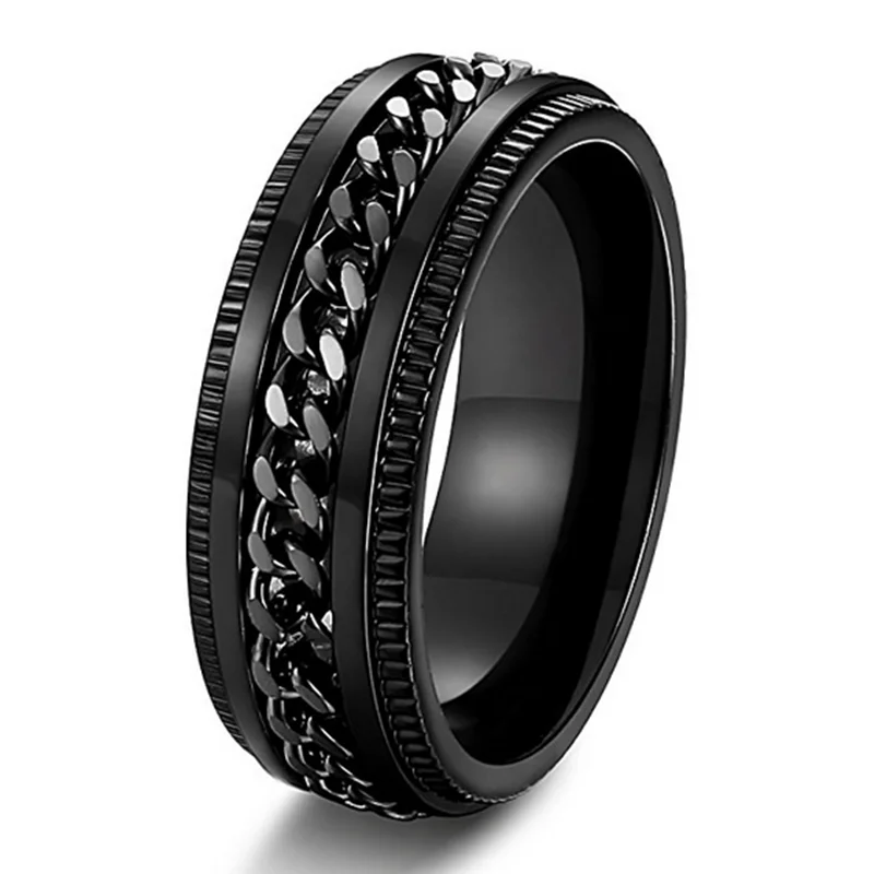 
Stainless steel 8mm size 7-14 rings for men chain rings biker grooved edge ring 