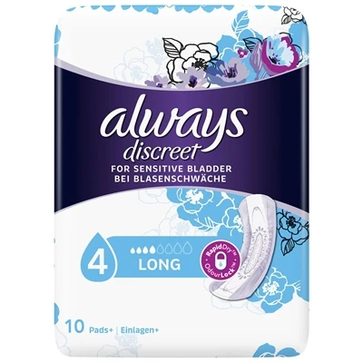 Always Discreet Long hygiene insert for bladder weakness , 10 pcs