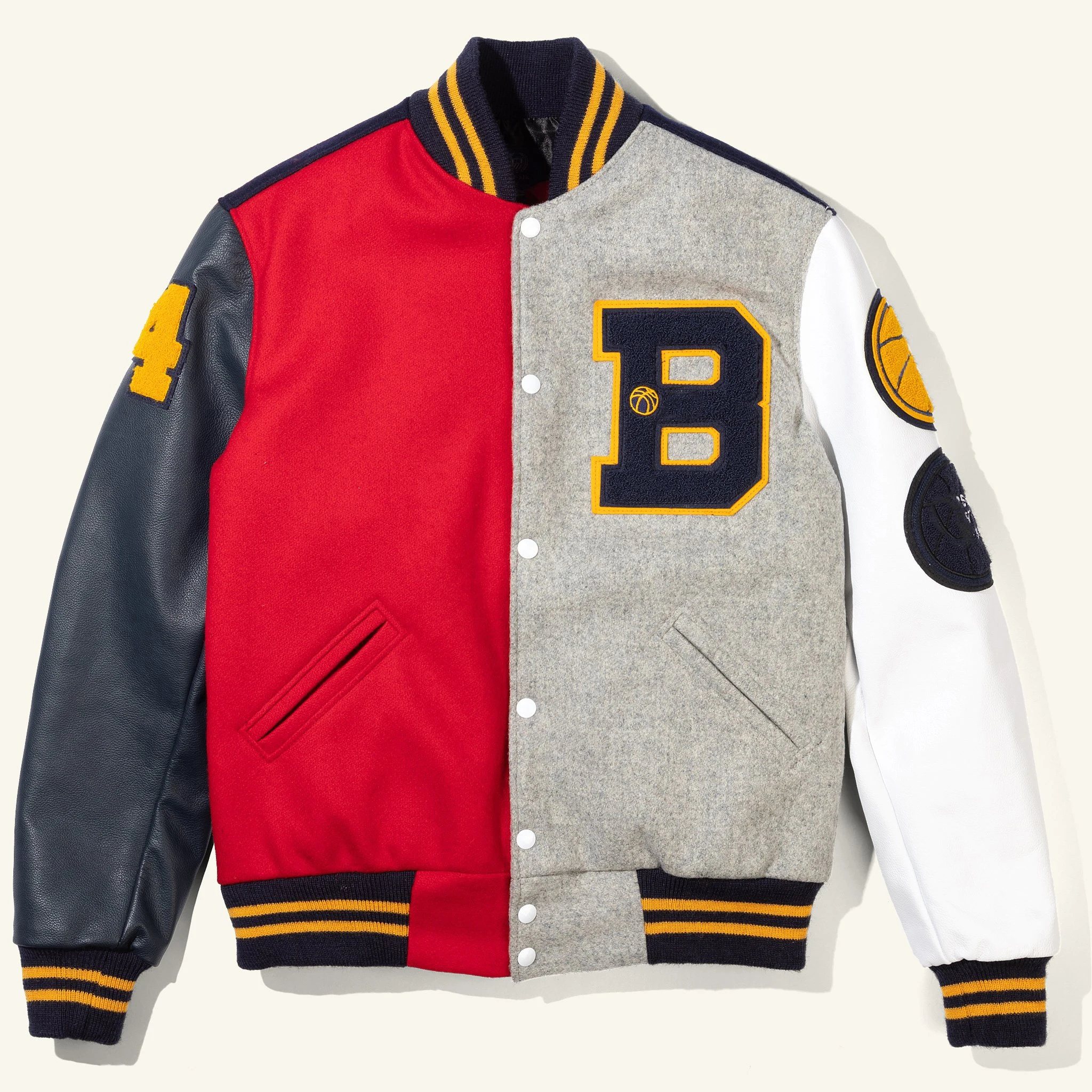 
Custom varsity jacket patches leather sleeves wool body baseball varsity jacket 