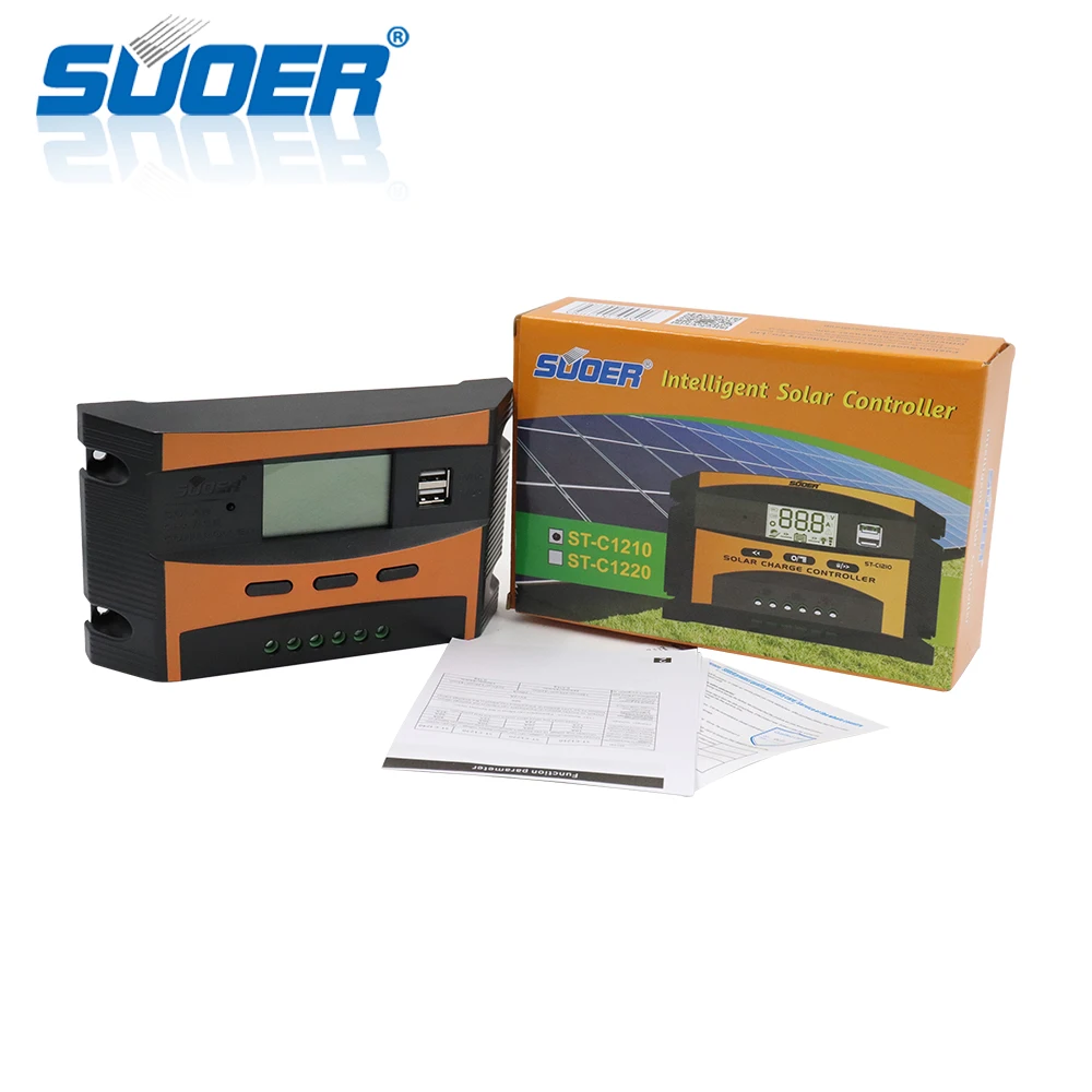 Suoer 12V 10A Price Smart Solar Power System Panel Charge Controller With Two Interfaces
