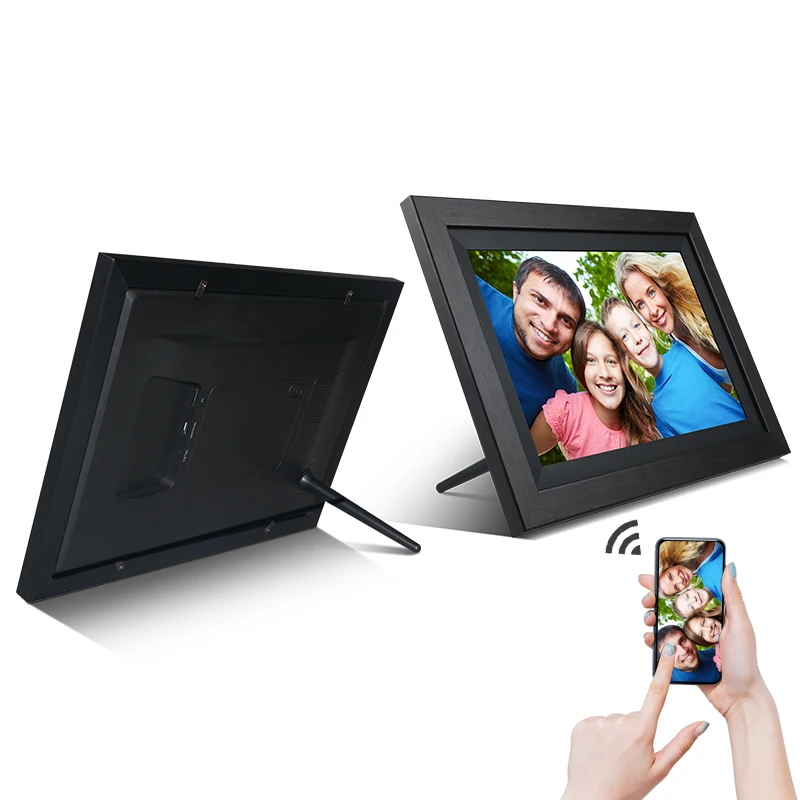 Оптовая продажа с завода деревянная цифровая фоторамка сенсорный экран 10 1 дюйма облачный сервер