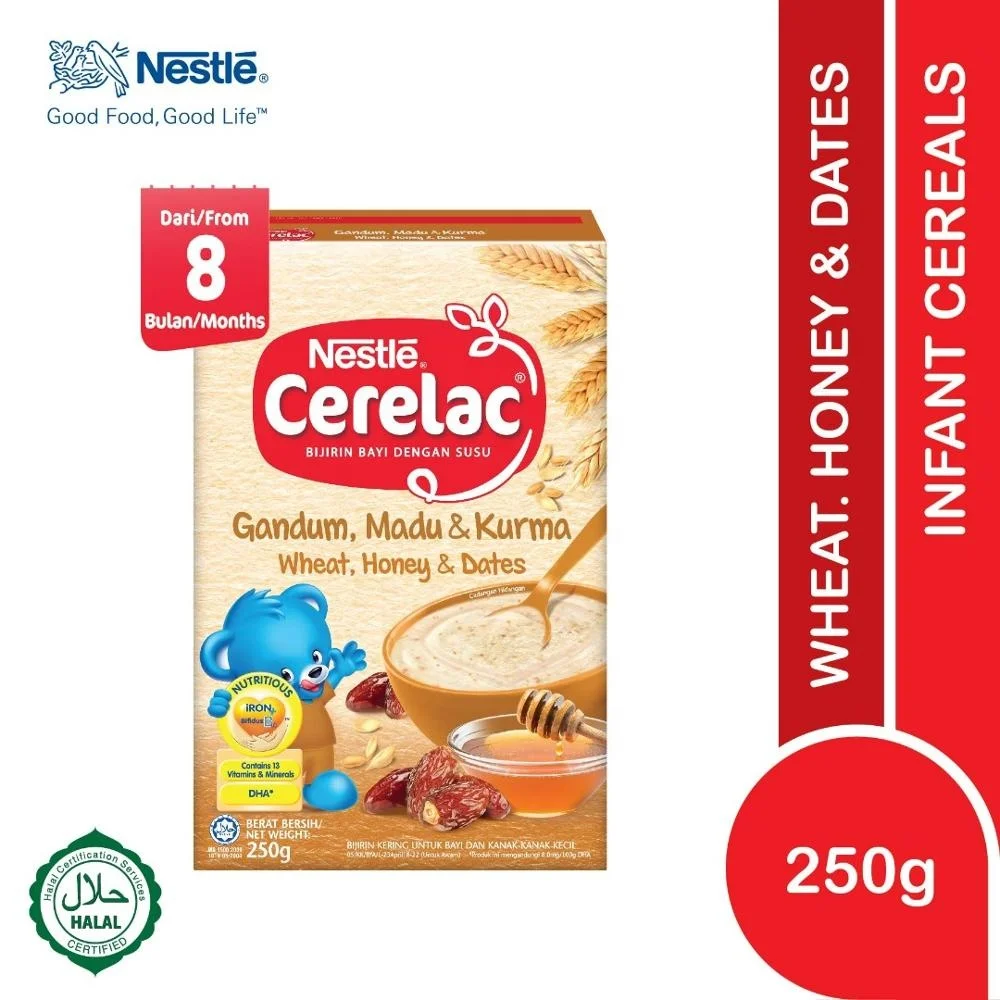 
Cerelac Cereals with Milk Wheat + Honey + Dates 250 Gram Halal Baby Cereal 