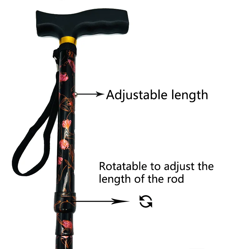Custom printing adjustable walking stick aluminum cane hiking