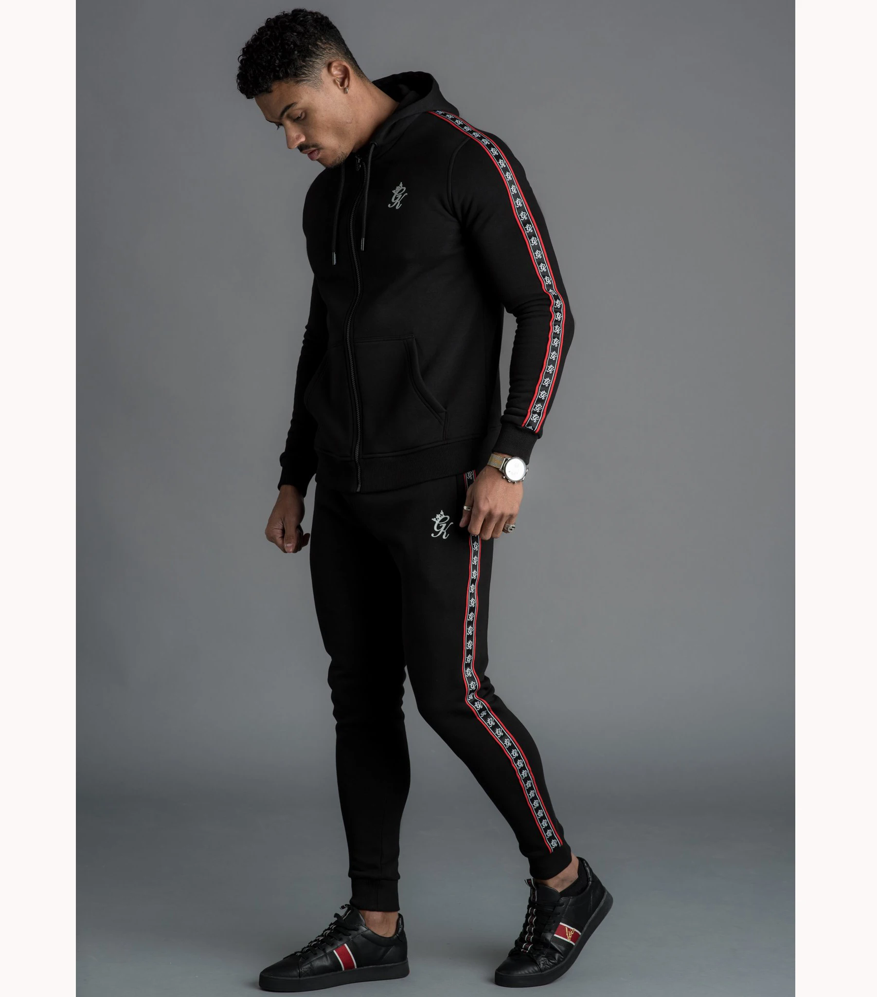 
custom logo side tape men tracksuit/sweatsuit/jogging suit sweat suit 