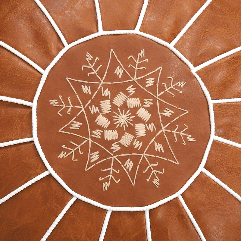 Кожаный + тканевый удобный пуф от завода Hendry