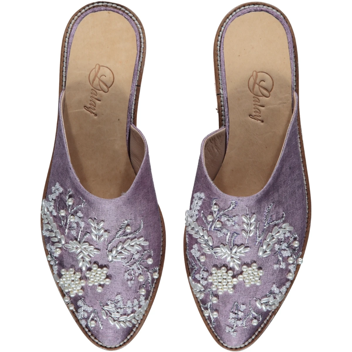 Handmade Shoe Genuine Leather with Embroider Women Indoor and Outdoor Non slip Comfortable Soft Leather Female Slippers