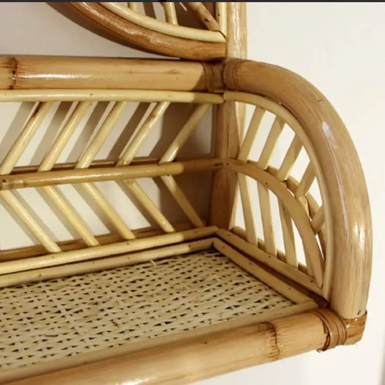 Плетеная ротанговая настенная подвесная полка для декора. Экологичный Настенный декор; Ротанговая плавающая сделано во Вьетнаме