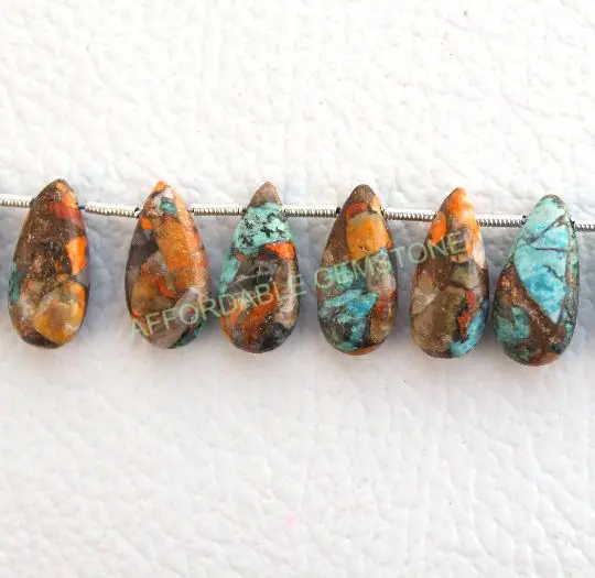 Oyster copper turquoise pear shape stone high quality stones top drilled gemstone cabochon gemstones loose pendant jewelry gems