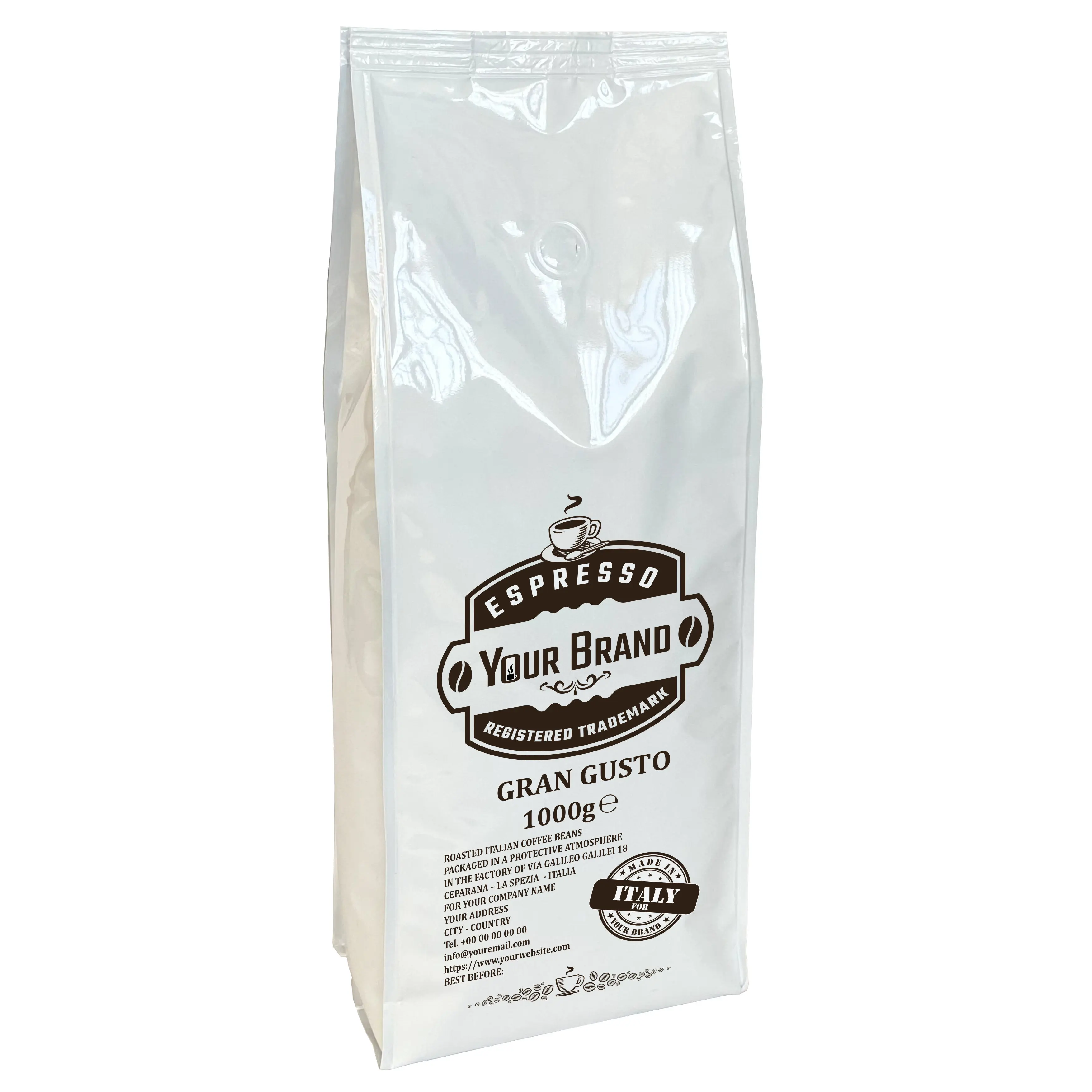 Italcaffe Gran Gusto Custom Private Label Espresso Roasted Coffee Beans 1kg