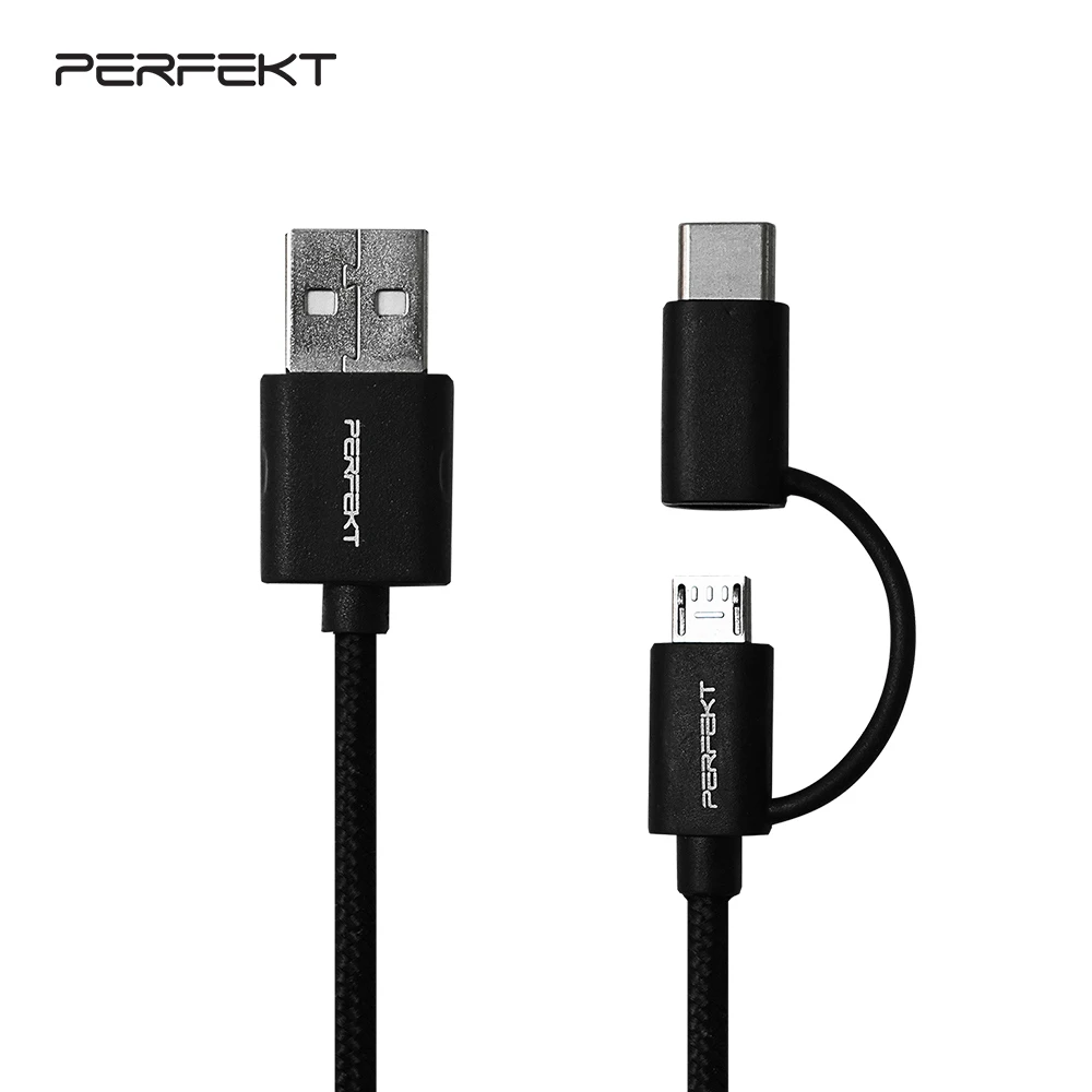 
2-in-1 Nylon Braided USB to Micro USB Cable with USB C Connector 