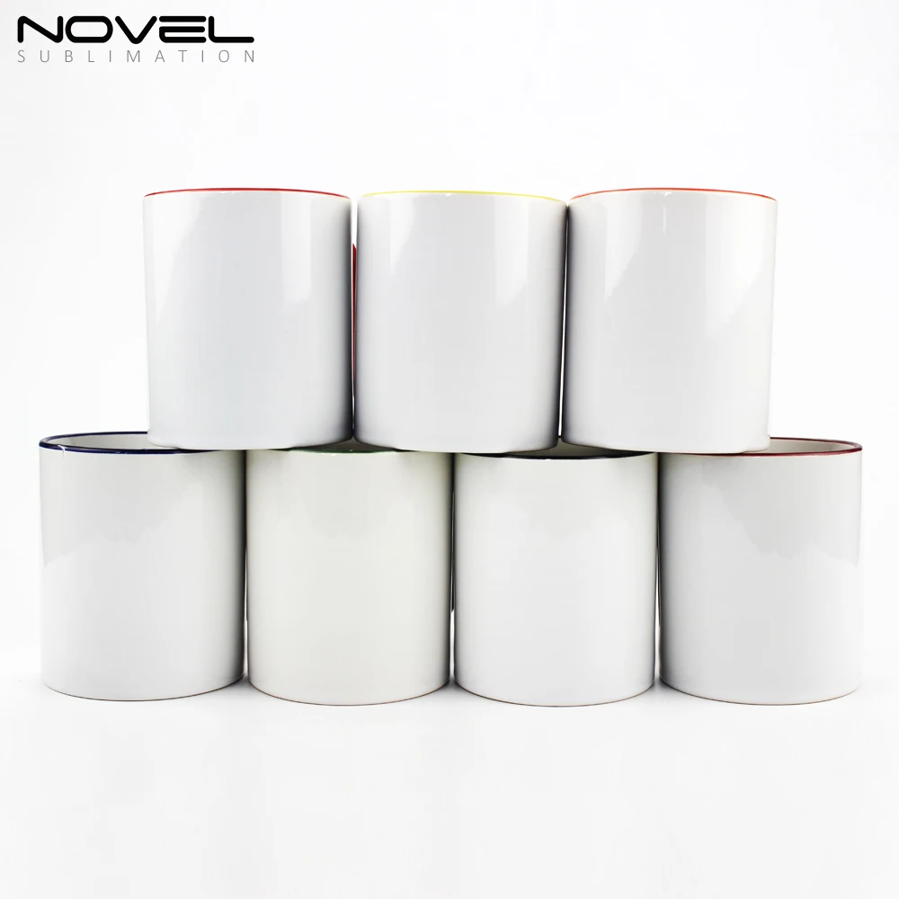 Керамические классические кружки 11 унций кофейная кружка белая без рисунка с цветной бахромой и ручкой