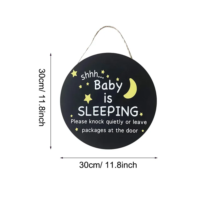 Space Front Door Sign Round Wooden Planet Nursery Decor Baby Sleeping Hanging Sign Plaque Door Hanger