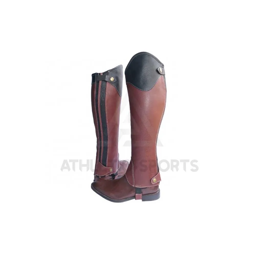 New Custom Equestrian Wear Premium Brown leather Horse Riding Half Chaps