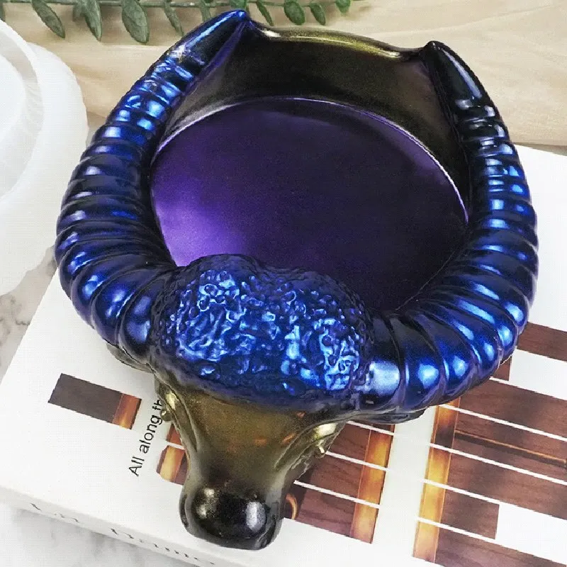 Bull Horn Head Silicone resin mold For Making Jewelry Mat Gold OX Ashtray Necklace Ring Storage Box Shiny Table Tray Tool Chuhan