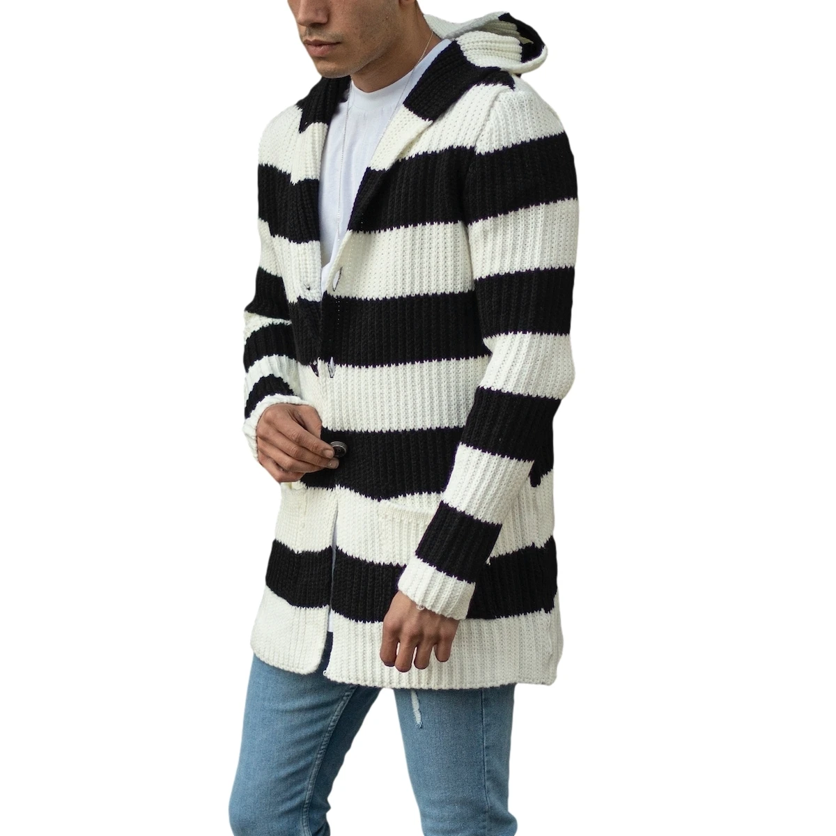 Oversize High Quality 100% Cotton Striped Wool Mens Poncho Jacket with Front Pocket New Trend of 2022 Wholesale Offer