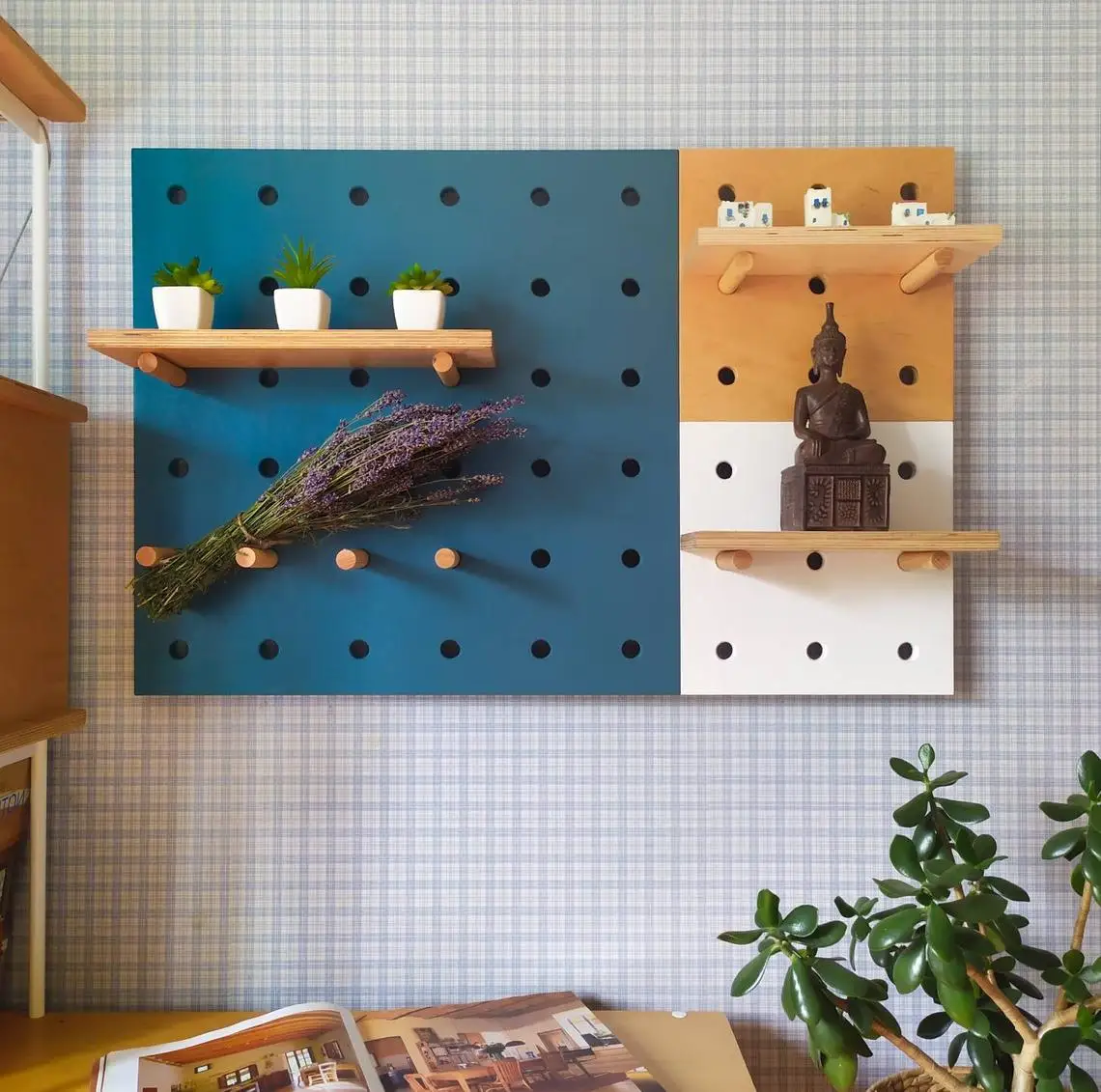 Nordic  Wall Shelf Rack Wholesale  Moranti color Wooden Pegboard