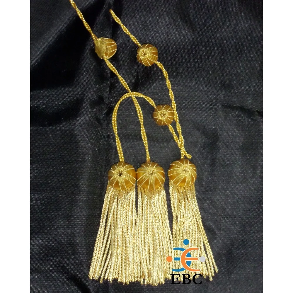 Wholesale Silver & Gold Doctoral Tam Bullion Tassel Fringe Custom Trim Item High Quality and Top Finish Hat Cord Tassel OEM