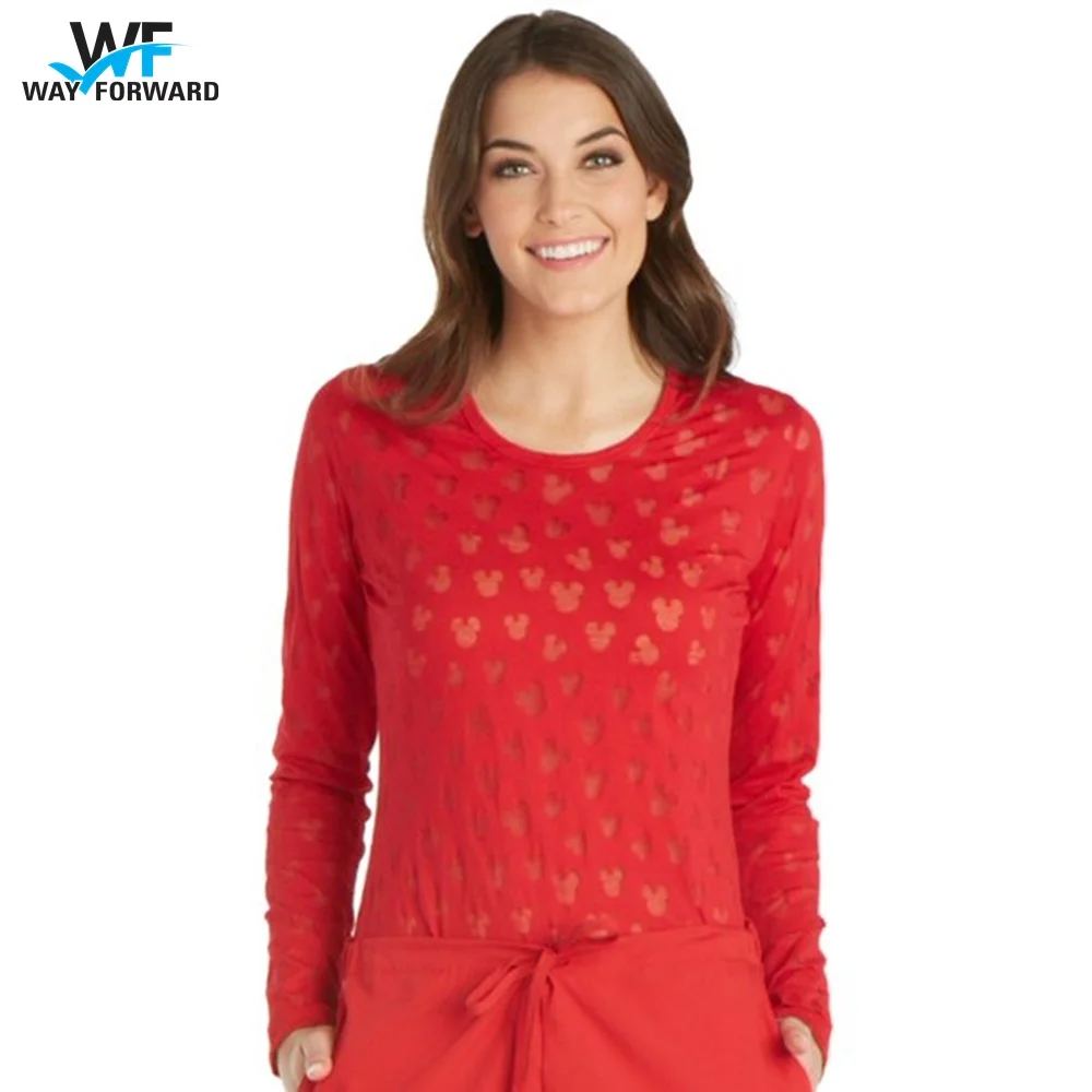 
High Quality Cotton Scrub Undershirts Full Sleeve Woman T Shirt 