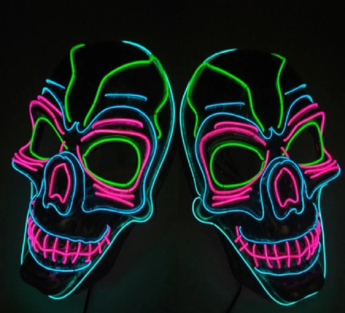 Painted skull glowing mask, EL Mask Halloween, LED Mask Scary Cosplay Party Mask
