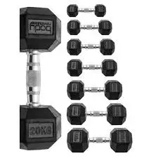 Bodybuilding Fitness 2.5-30KG Rubber Dumbles Hex Dumbbells