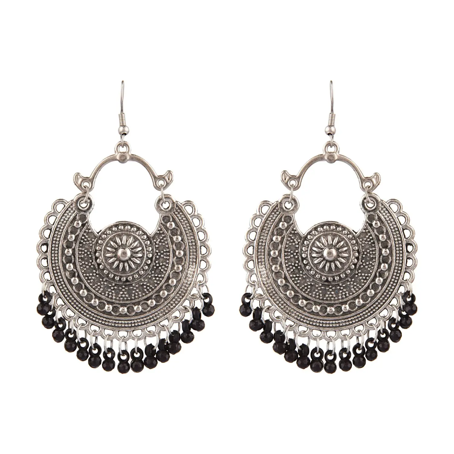 Indian Oxidised Earrings Jewellery Boho Vintage Chandelier Tassel Charms Earrings Set For Women Indian Earrings Set