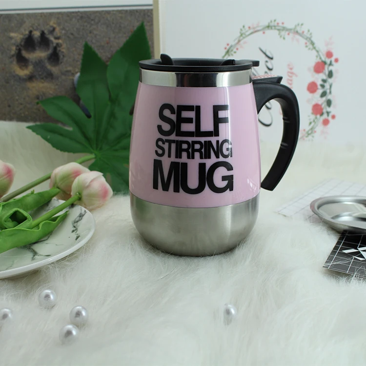 2021 Favourable Price Automatic Pink Stainless Steel Self Wholesale Stirring Mug Cup