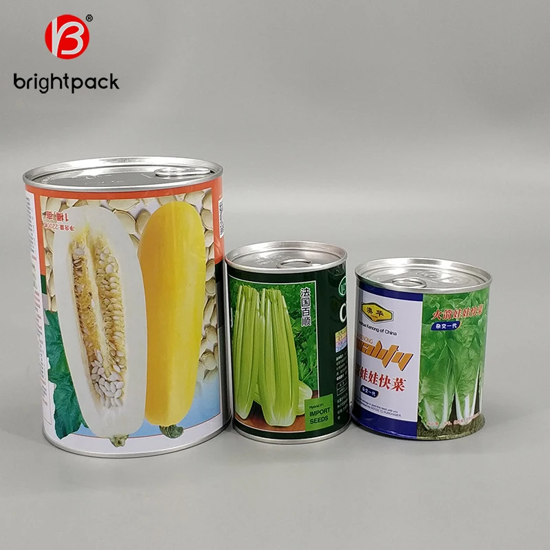 vegetable seed tin box with easy open end, wholesale food grade Empty Tin Can for food packaging