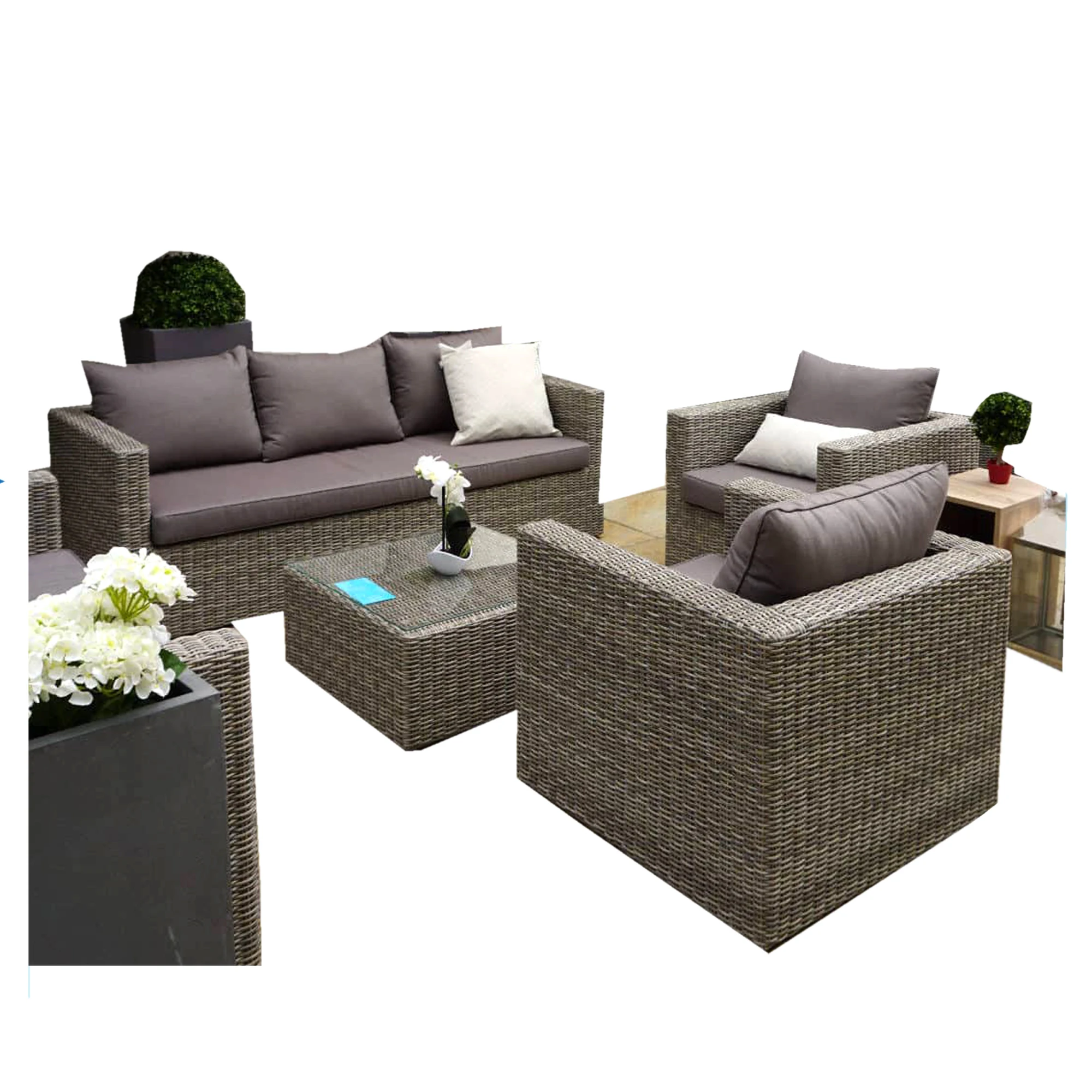 outdoor aluminium wicker sofa sets modern high quality rattan sofa set with cushions outdoor garden furniture