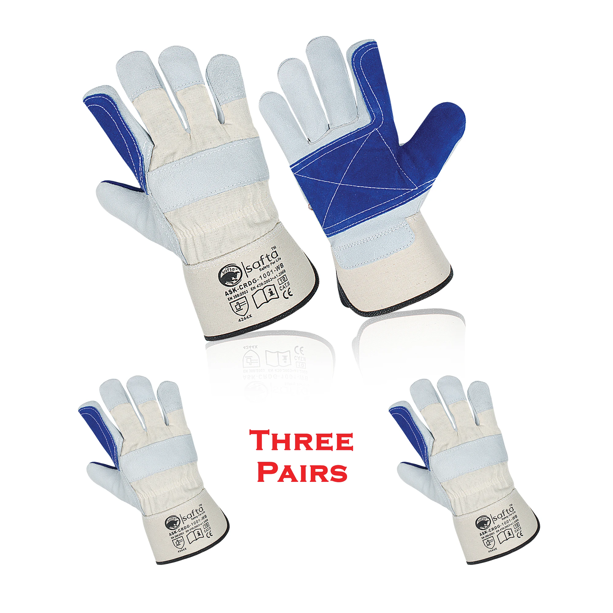 Rigger Mechanic Construction Impact Resistant Garden Work Gloves Industrial Leather Gloves Blue Yellow