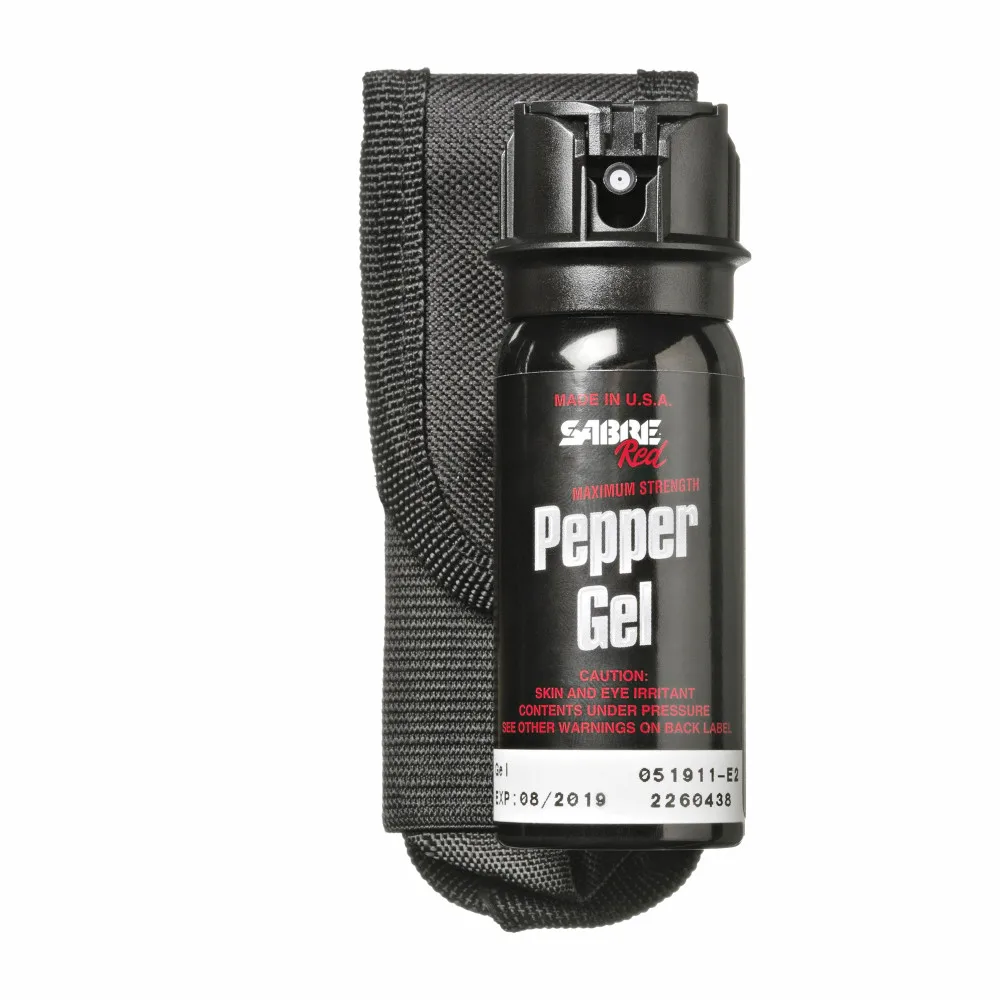 SABRE Tactical Pepper Gel With Holster 18 Bursts, 18-Foot (5.5 Meter) Range Gel Is Safer, Flip Top Safety, Professional Grade