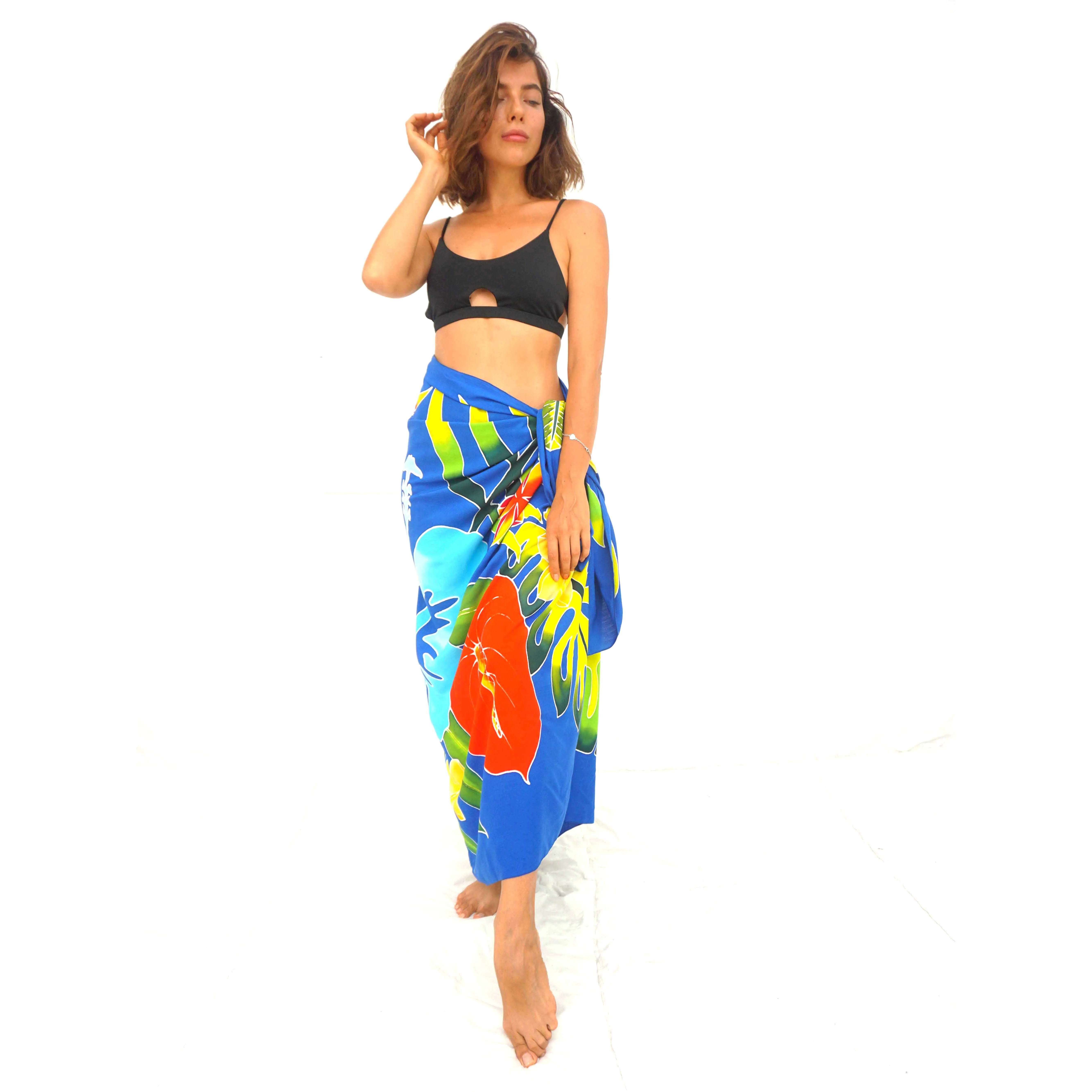 Hand Painting Hawaiian Sarongs Pareo 100% Finest Quality Rayon Custom Wholesale Beachwear Cover up HP013-006R1