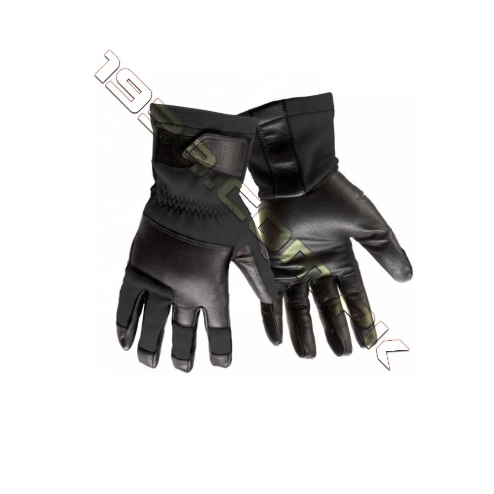 Tac NFOE2 Black Tactical Flight Gloves Water-Resistant Leather for Pilots and Combat Lightweight Protective Hand Protection