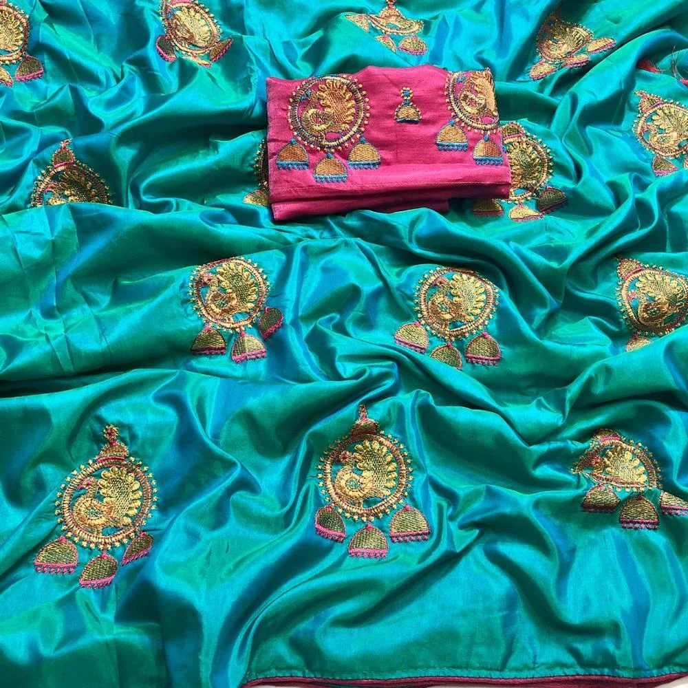 Beautiful Sana silk saree with embroidered work