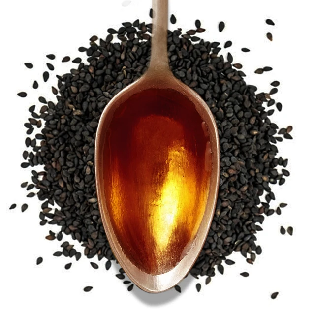 Black Sesame Organic Oil Bulk Supplier / Pure Black sesame oil made from cold pressed organic black sesame seeds