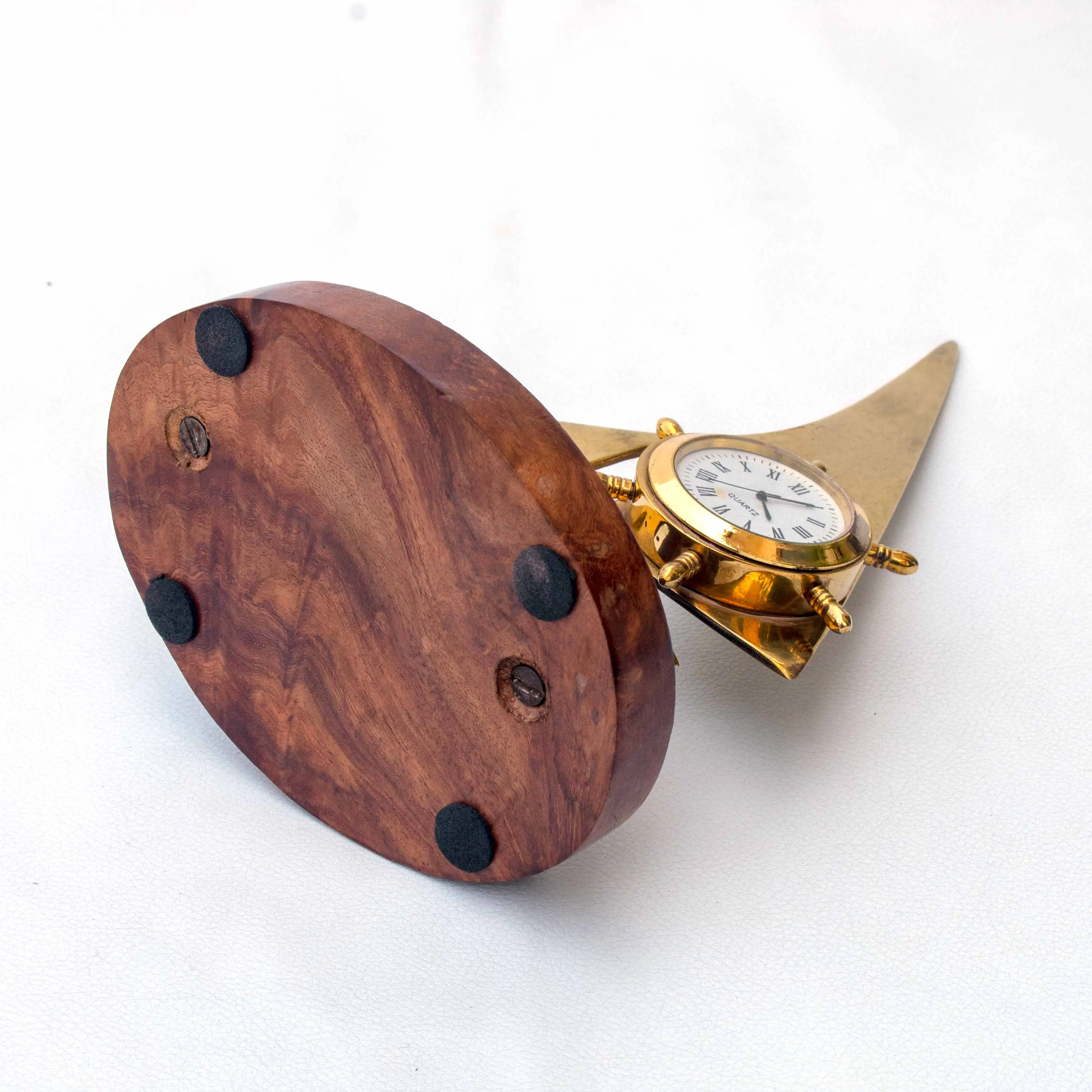 High Quality Nautical Marine Brass Wood Sailor Ship Boat Desktop clock piece Office Corporate Desktop Gift Decor
