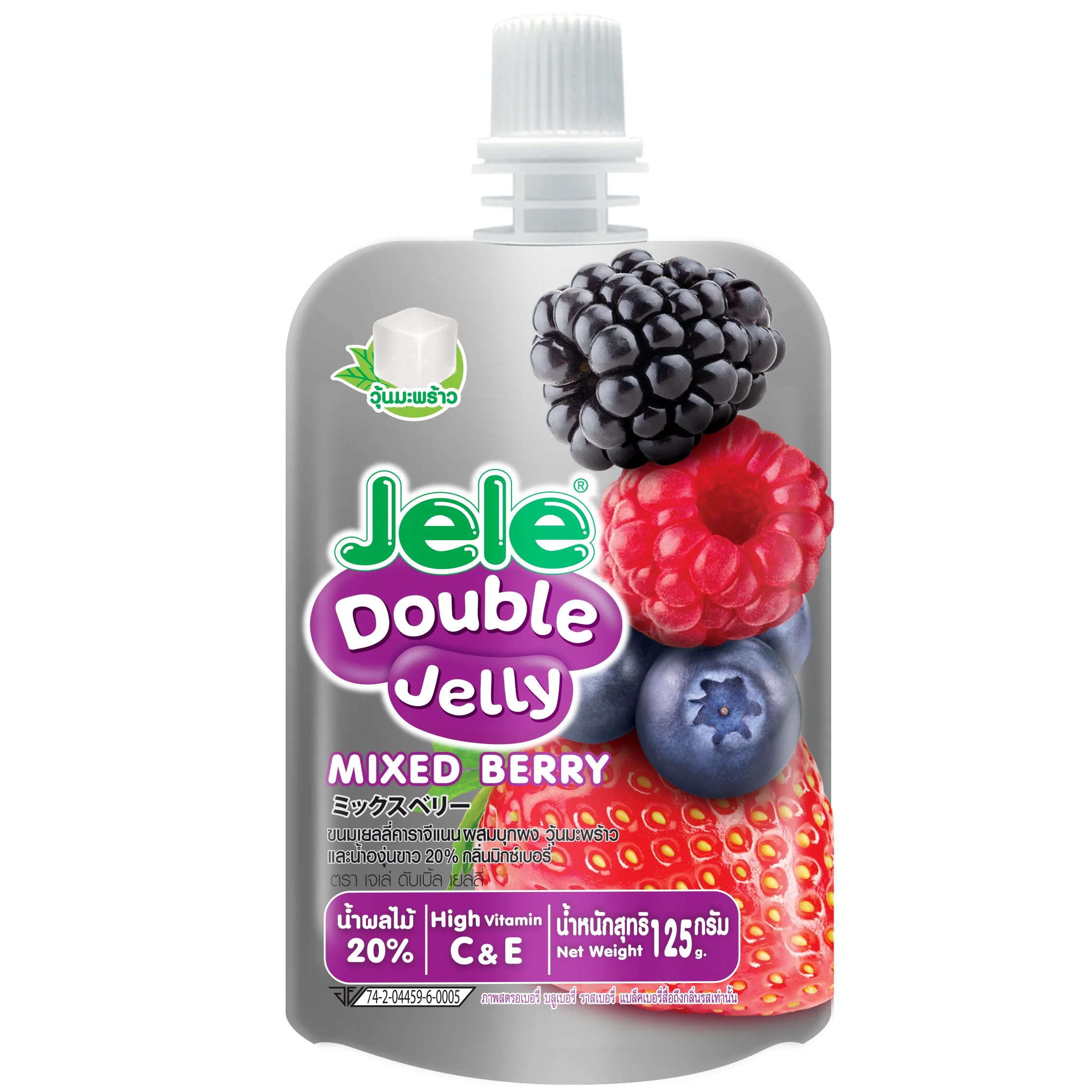 
Fruity Flavour Bag and Box Packaging Jele Double Jelly (Mixed Berry) Export From Thailand 