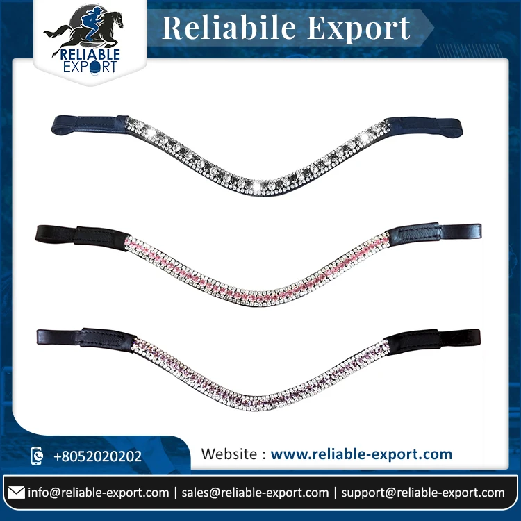 Handmade Genuine Leather Horse Browbands With Baby Pink Crystal Studded Buy At Wholesale Price