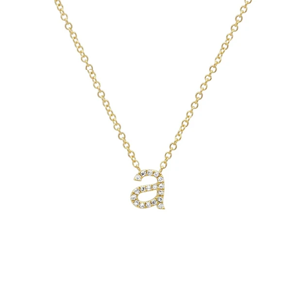 14K solid gold genuine SI Clarity G-H color diamond Initial Pendant Necklace Alphabet Jewelry personalize All Letter