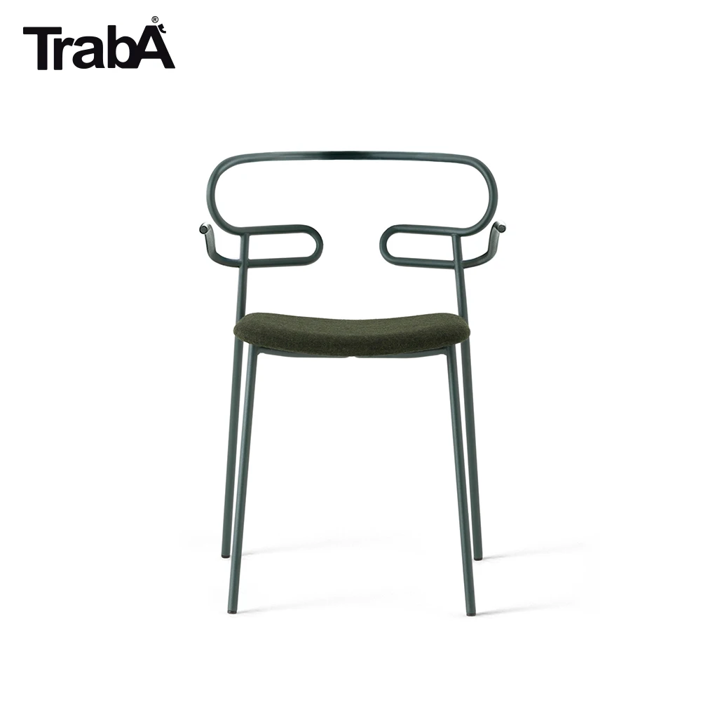 High Quality stackable Armchair metal frame padded seat