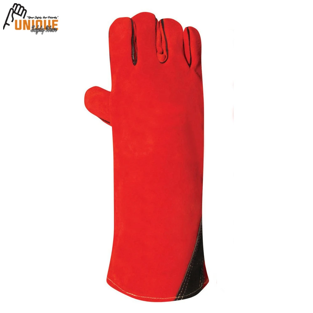 
Comfortable Double Palm Welding Gloves Goatskin With Extra Length Cowhide Split Heat/Fire Resistant Welding Gloves 