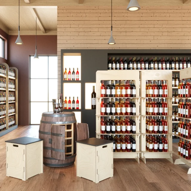 2024 Hot Sale Trade Show Wooden Interlocking and Unconventional Wooden Seat and Countertop for Shops