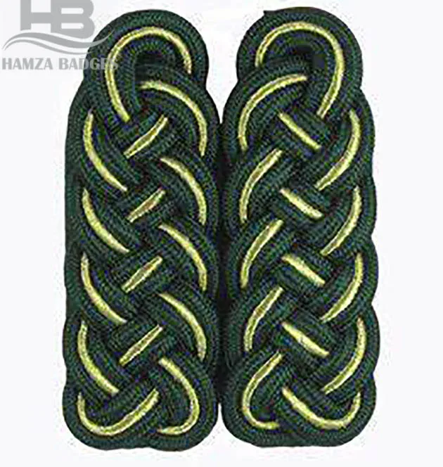 Military Uniforms Accessories Epaulettes & Shoulder Cords | Silver & Green Corded Shoulder Boards