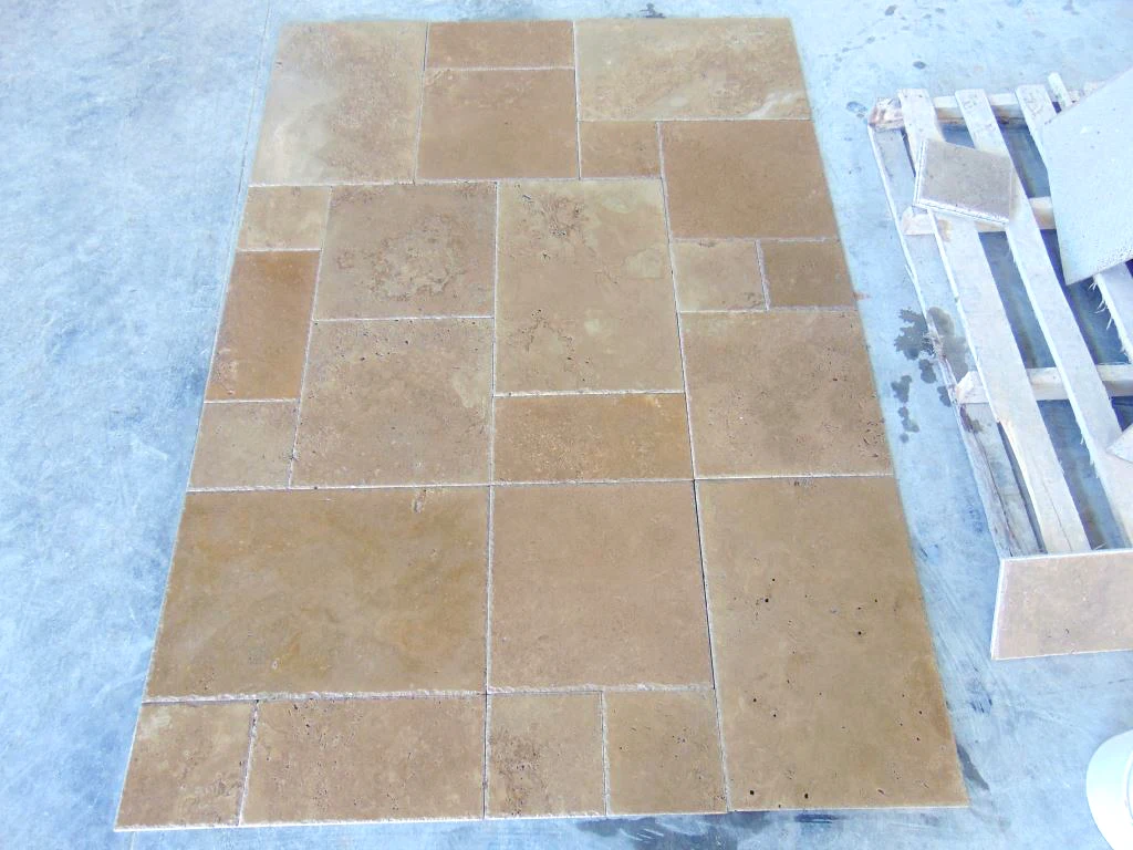 2023 Noche Travertine Tiles cut to size New Arrival Premium Quality Natural Stone French Pattern Set Made in Turkey Cem-FPT-04
