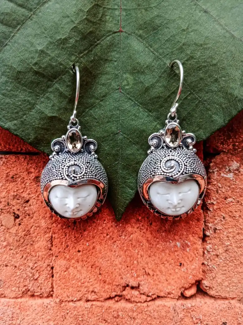 NY-MFER-001-Bone Moonface Women S Romantic Earring Sterling Silver Shape Luxury Earrings Gift